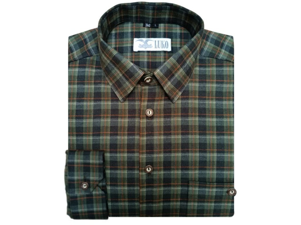 Pánská flanelová košile dlouhý rukáv,zelená kostkovaná